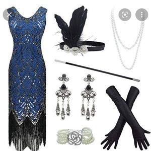 FUNDAISY Sequins And Beaded, Fringed Bottom, 1920’s Evening Dress